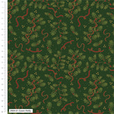 Green Holly Metallic Christmas Cotton Fabric